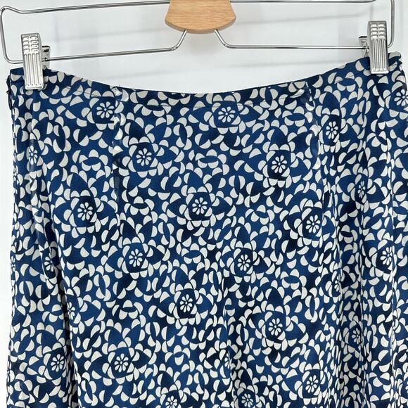 Vintage Silk Midi Skirt Size 8 Petite Blue Cream Fairy Chiffon - Picture 4 of 7